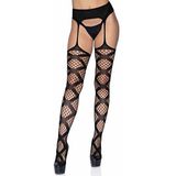 Leg Avenue Dames faux wrap netkousen met bevestigde kousenband. Panty, zwart industrieel, één maat