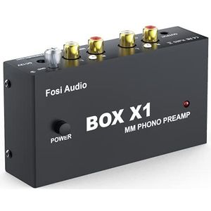 Fosi Audio BOX X1 Phono Voorversterker voor MM Platenspeler Mini Stereo Audio Hi-Fi Fonograaf/Platenspeler Voorversterker met 3.5MM Hoofdtelefoon en RCA-uitgang met Schakelaar DC 12V Voeding