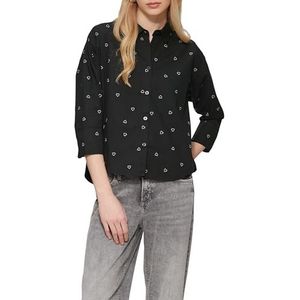 QS - Blouse - Zwart/Wit - Klassieke Blouse - Driekwart Mouw