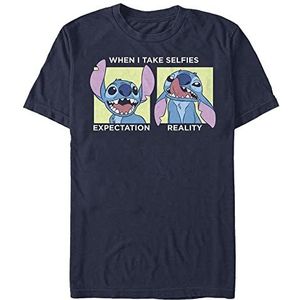 Disney Lilo & Stitch Selfie Organic T-shirt met korte mouwen, uniseks, marineblauw, L, donkerblauw, L
