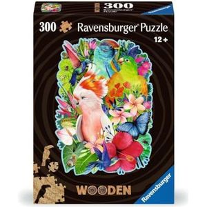 Ravensburger WOODEN Puzzle 12000760 - Exotische Vögel - 300 Teile Kontur-Holzpuzzle mit stabilen, individuellen Puzzleteilen und 25 kleinen Holzfiguren, für Erwachsene und Kinder ab 12 Jahren