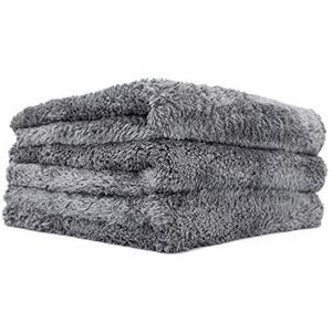 The Rag Company - Eagle Edgeless 600 (3-Pack) Professionele Koreaanse 70/30 Blend Super Pluche, Microfiber Auto Detailing Handdoeken, Buffing & Polijsten, 600gsm, 16"" x 16"", Donker Grijs