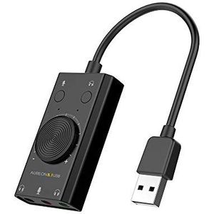 TERRATEC Aureon Externe geluidskaart met 5.1 USB-aansluiting, 2-in-1 USB-stereogeluidskaart, adapter met volumeregeling en volumeregeling, plug & play voor pc, notebook, tablet, MacBook