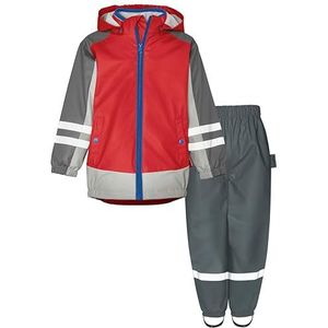 Playshoes Regenset, tweedelig, 3-in-1 regenjas en regenbroek, waterdicht, 3-in-1 rode tailleband, 128