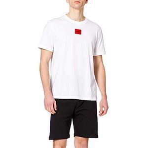 HUGO Heren Diragolino212 Regular Fit T-shirt van katoen met rood logo-label, White100, L