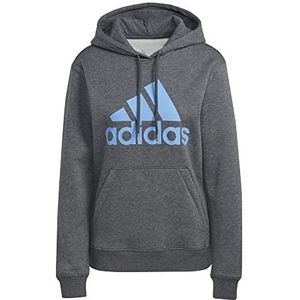 adidas Dames Essentials Big Logo Regular Fleece Hoodie, dark grey heather/blue fusion, L