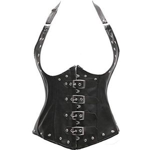 Bslingerie® Dameskorset, van kunstleer, zwart, S