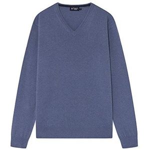 Hackett London Wool Cash Mix V Pullover voor heren, blauw (Silverfish 5qj), M