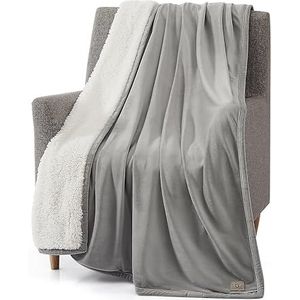 UGG 01465 Bliss Sherpa volledig omkeerbare deken voor bank of bed, machinewasbaar, onderhoudsvriendelijk, zachte pluche luxe oversized accentdekens, 177 x 127 cm, zegel