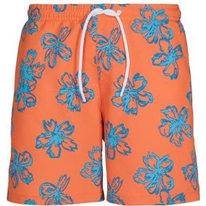 Urban Classics Heren zwembroek Floral Swim Shorts, zwemshorts met bloemenprint voor mannen verkrijgbaar in 2 kleuren, maten S - XXL, oranje, M