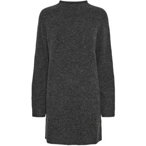 PIECES Pcnemesio Ls Mock Neck Knit Dress Bc, dark grey melange, M