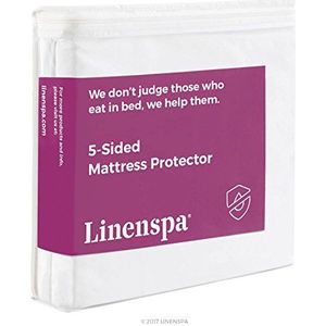 Linenspa Protector-Waterdicht-Hypoallergeen-Vinylvrij, Geborsteld Polyester, Glad 5-Zijdig, Twin