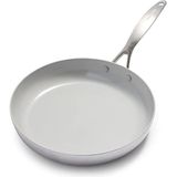 GreenPan Venice Pro Tri-Ply RVS Gezonde Keramisch Antiaanbaklaag 28cm Koekenpan Skillet, PFAS Vrij, Multi Clad, Inductie, Vaatwasserbestendig, Ovenveilig, Zilver