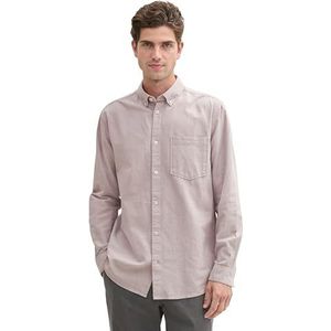 TOM TAILOR heren overhemd, 36651 - Parasol Brown Oxford Design, M