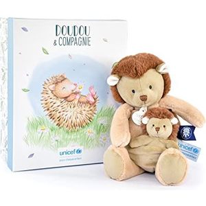 Doudou et Compagnie - Pluche dier egel met baby - 25 cm - beige - mooie geschenkdoos - Baby & Me - Unicef - DC3986