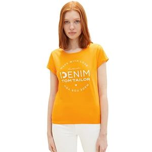 Tom Tailor Denim dames 1037722 T-Shirt, 31684 - Bright Mango Orange, L