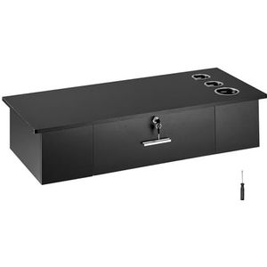 VEVOR Kappersmeubel, kapperstafel met 3 houders voor haardroger, een afsluitbare lade, schoonheidssalon-uitrusting voor spa, kapsalon, huis en badkamer, zwart