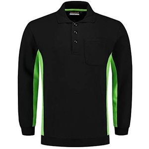 Tricorp 302001 Casual polokraag bicolor borstzak sweatshirt, 60% gekamd katoen/40% polyester, 280 g/m², zwart-limoen, maat XL