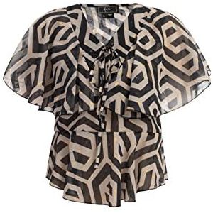 threezy Damesblouse 19527015-TH01, ZWART BEIGE, M, zwart beige, M