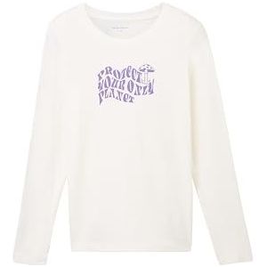 TOM TAILOR T-shirt met lange mouwen voor meisjes, 12906 - Wool White, 128 cm