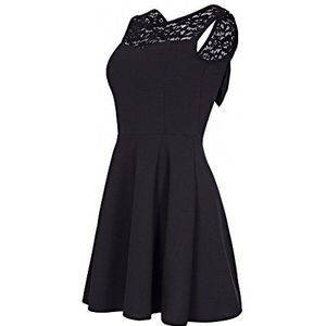 Laeticia Dreams Mini-jurk voor dames, met kant en strik, S, M, L, zwart, 38