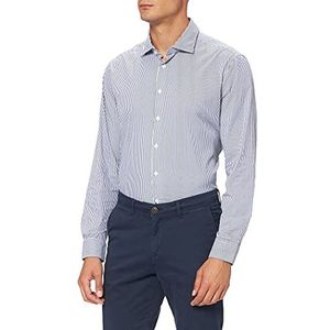 Seidensticker Regular Kent overhemd voor heren, lange mouwen, stretch, strepen, donkerblauw, 39