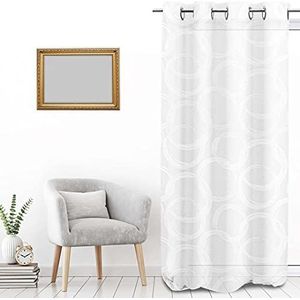 Soleil d'Ocre Cirkel Sluier Bij Oogjes, Polyester, Wit, 140 x 250 cm