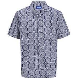 JACK & JONES Jorseersucker AOP Shirt Ss Pls voor heren, Ocean Cavern, 4XL