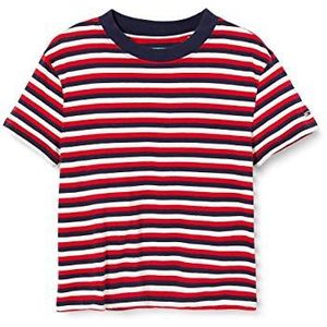 Tommy Jeans Dames Tjw Contrast Rib Baby Tee Sport Pullover, Rood (Deep Crimson/Multi 0e9), XXS