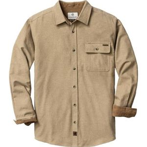 Legendary Whitetails Heren Buck Camp flanel, lange mouwen geruite button down casual shirt, corduroy manchetten, zand heide, medium, Zand Heather, M