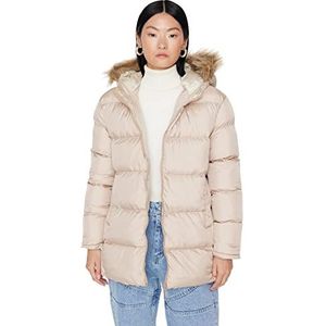 Trendyol Dames oversized puffer capuchon geweven jas bovenkleding, Beige, M