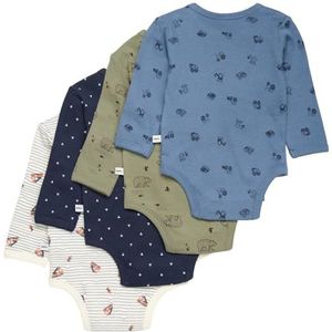 Pippi Uniseks Baby Body LS Ao Print (4-Pack) Underwear, Deep Lichen Green, 74, diep lichen green, 74 cm