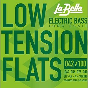 La Bella Strings »LOW TENSION FLATS - LTF-4A - E-BASS« snaren voor e-bas - Stainless Steel Flatwound - Light: 042-100