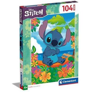 Clementoni - Disney Stitch Supercolor Stitch-104 stukjes kinderen 6 jaar, cartoonpuzzel, Made in Italy, meertalig, 27572