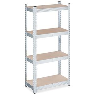 Relaxdays stellingkast, HBD: 120 x 60 x 30 cm, 700 kg, gegalvaniseerd staal, opbergrek garage, schuur, lichtbruin-zilver