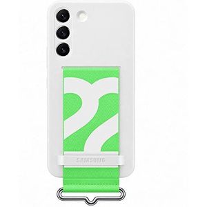 Samsung Silicone Cover Smartphone Cover met Strap EF-GS901 voor Galaxy S22, mobiele telefoon hoes, siliconen, beschermhoes, schokbestendig, dun en gripvast, bevestigingsband, wit