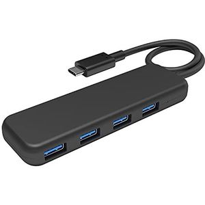 KabelDirekt - USB-Hub - Zwart - USB-C-Stekker - 4 USB-3.0-Poorten