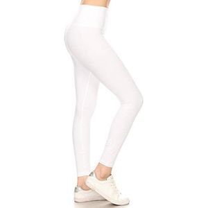 Leggings Depot Vrouwen Hoge Taille Mode Yoga Leggings BAT1 - wit - L