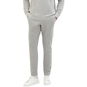 TOM TAILOR Slimfit piqué chinobroek voor heren in joggerstijl met elastische tailleband, 12035-grey heather melange, 33W / 34L