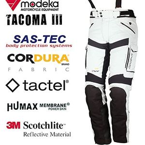 Modeka Tacoma III Motorfiets textiel broek Lichtgrijs/zwart 4XL