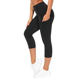 The Gym People Dikke yogabroek met hoge taille, met zakken, buikcontrole, workout, hardlopen, yogalegging voor dames, Z-capris zwart, M