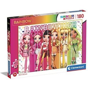 Clementoni - Puzzel Rainbow High 180 delen Supercolor High-180 stukjes, Made in Italy, 7 jaar, cartoon, meisjes, meerkleurig, medium, 29775