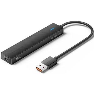 Watio Wave HUB 4-Port USB 3.2 Hub incl. 2 x USB-C 3.2 en 1 x USB-C 3.0, 0,15 m kabel, grijs, ideaal voor snelle en efficiënte verbindingen
