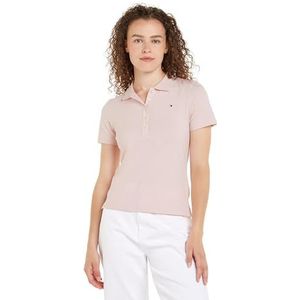 Tommy Hilfiger 1985 Slim Pique Polo Ss S/S Polo's dames, Whimsy Roze, XXL Grote maten Tall