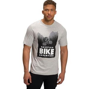 JP 1880 Jay-PI 807125 Heren grote maten grote maten herenkleding L-8XL functioneel shirt, bikewear, halflange mouwen, Ride print, grijs melange, XXL