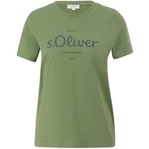 s.Oliver T-shirt voor dames met logoprint, groen, 36, groen, 36