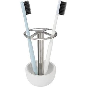 CozyCabin Toothbrush Holder Stand, for Razor, Bathroom Vanity Countertop, Stainless Steel Toothbrush Bathroom Organizer (White)
