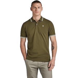 G-Star Dunda Slim Stripe Poloshirt voor heren, groen (Dark Olive D17127-5864-c744), XS