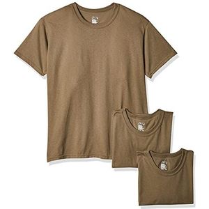 Soffe Heren 3 Pack - USA Poly/Katoen Militair Tee, bruin, L