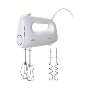 Braun Household MultiMix 1 HM 1110 WH Handmixer - handmixer met 4 snelheden plus Turbo, FastMix technologie, EasyClick, incl. garde en kneedhaak, bediening met één hand, 450 W, wit